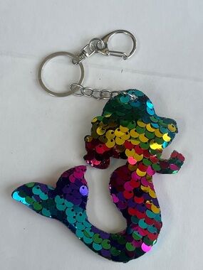 Sequin Mermaid Keychain - Iridescent Multicolor Hand Crafted